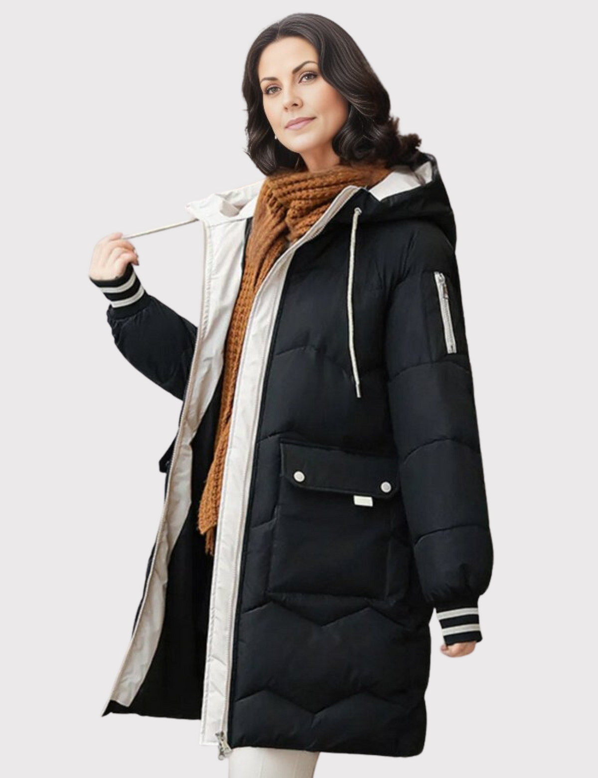 Hannah — Veste longue d’hiver à capuche — Amielle Paris