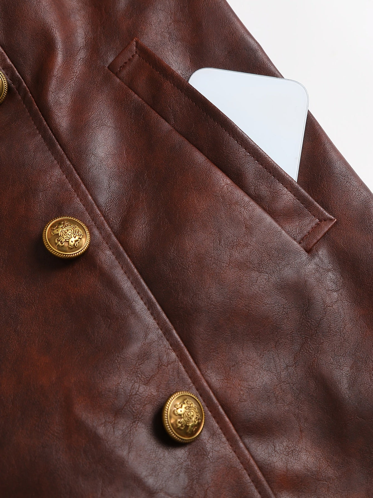 Manteau croisé ceinturé à finition patinée — Amielle Paris