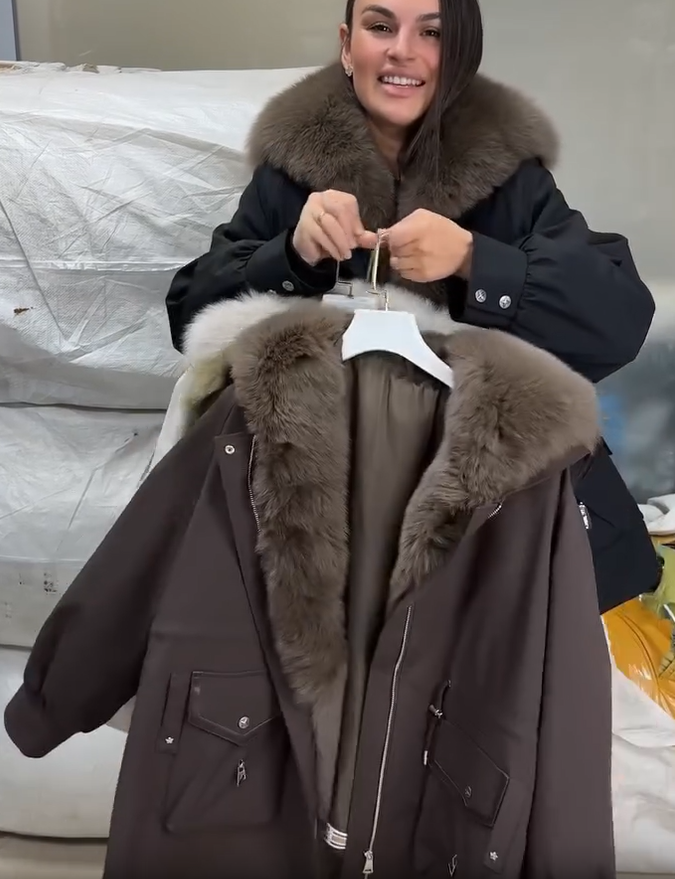 Mirella — Veste matelassée à col duveteux — Amielle Paris