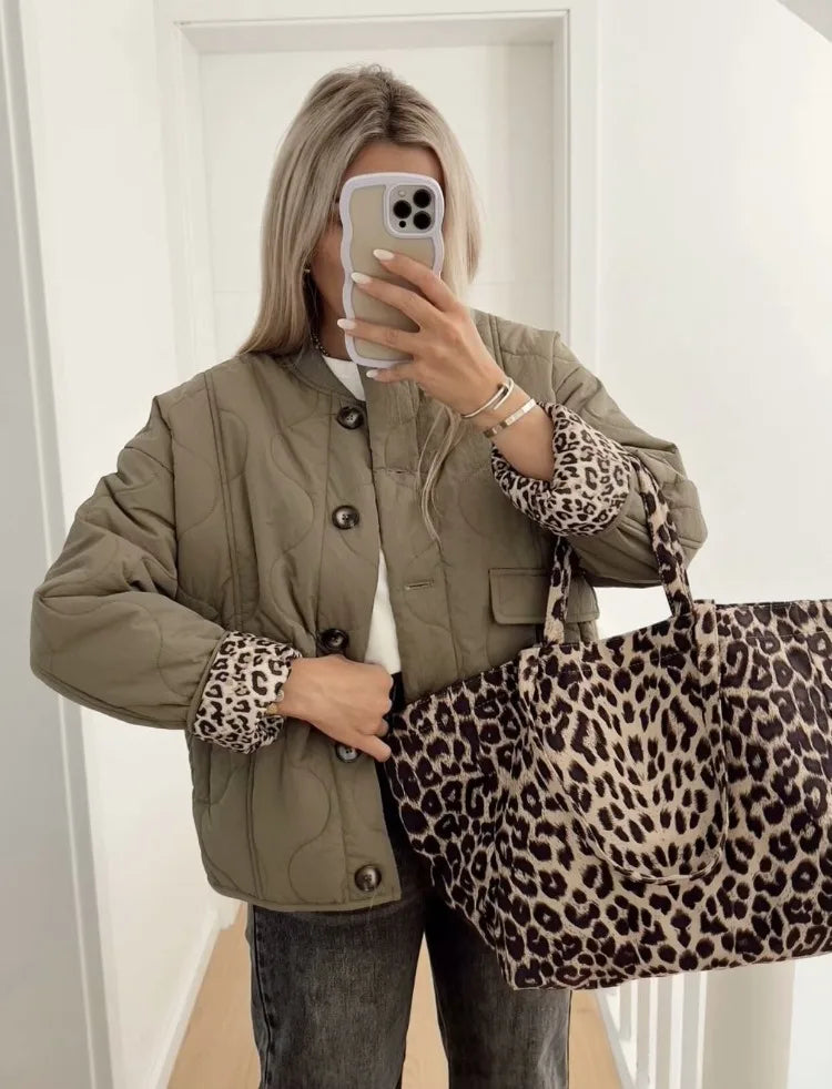 Chloe — Veste matelassée à doublure léopard — Amielle Paris