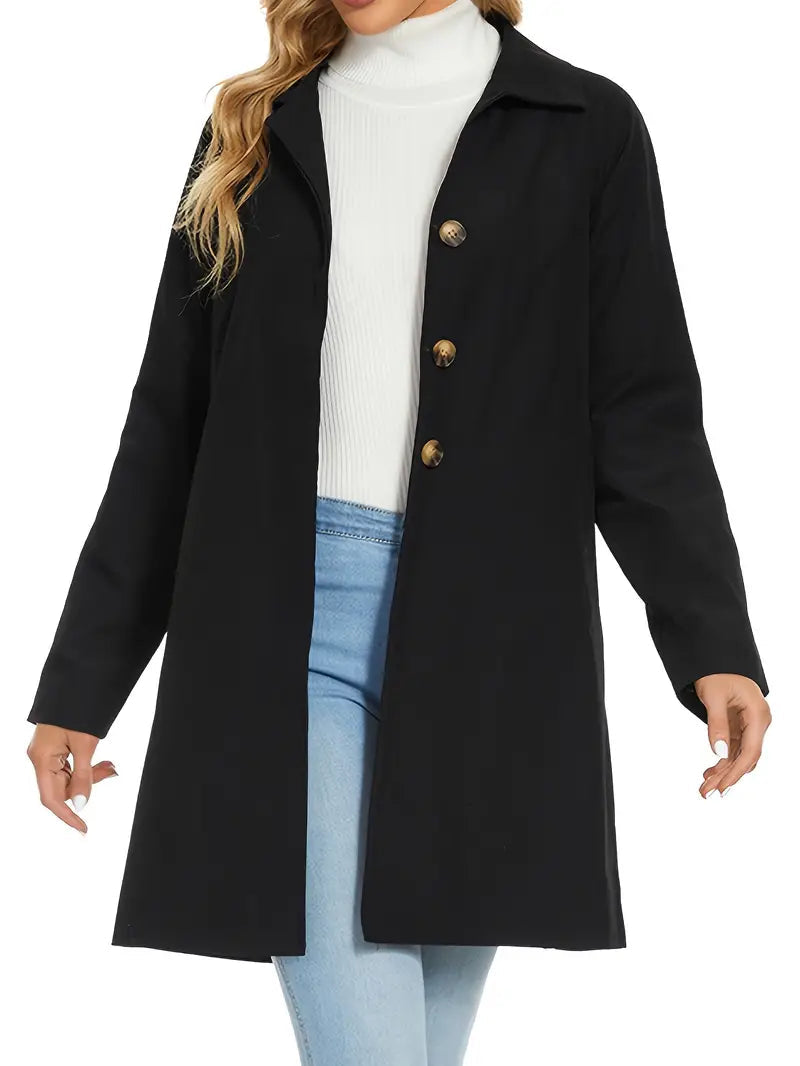 Trench long boutonné à col chemise — Amielle Paris