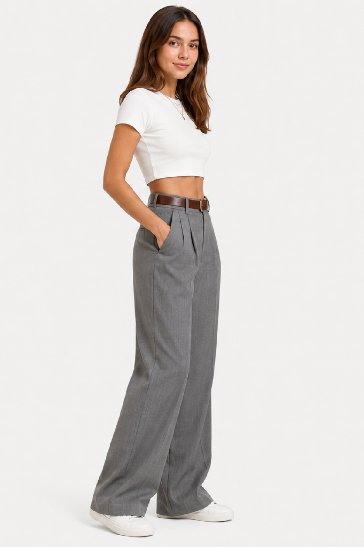 Pantalon large taille haute — Lila — Amielle Paris