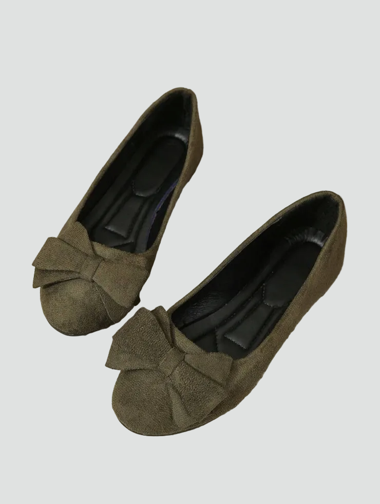 Ballerines aspect daim à nœud — Amielle Paris