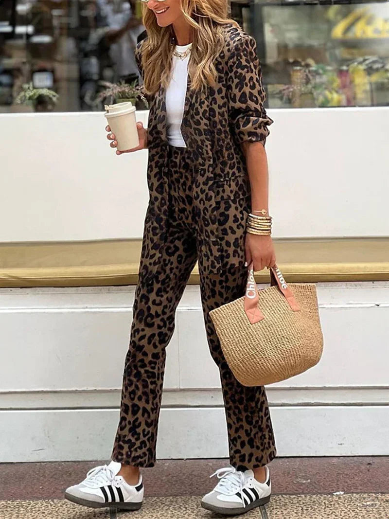 Marisol | Ensemble blazer et pantalon léopard — Amielle Paris