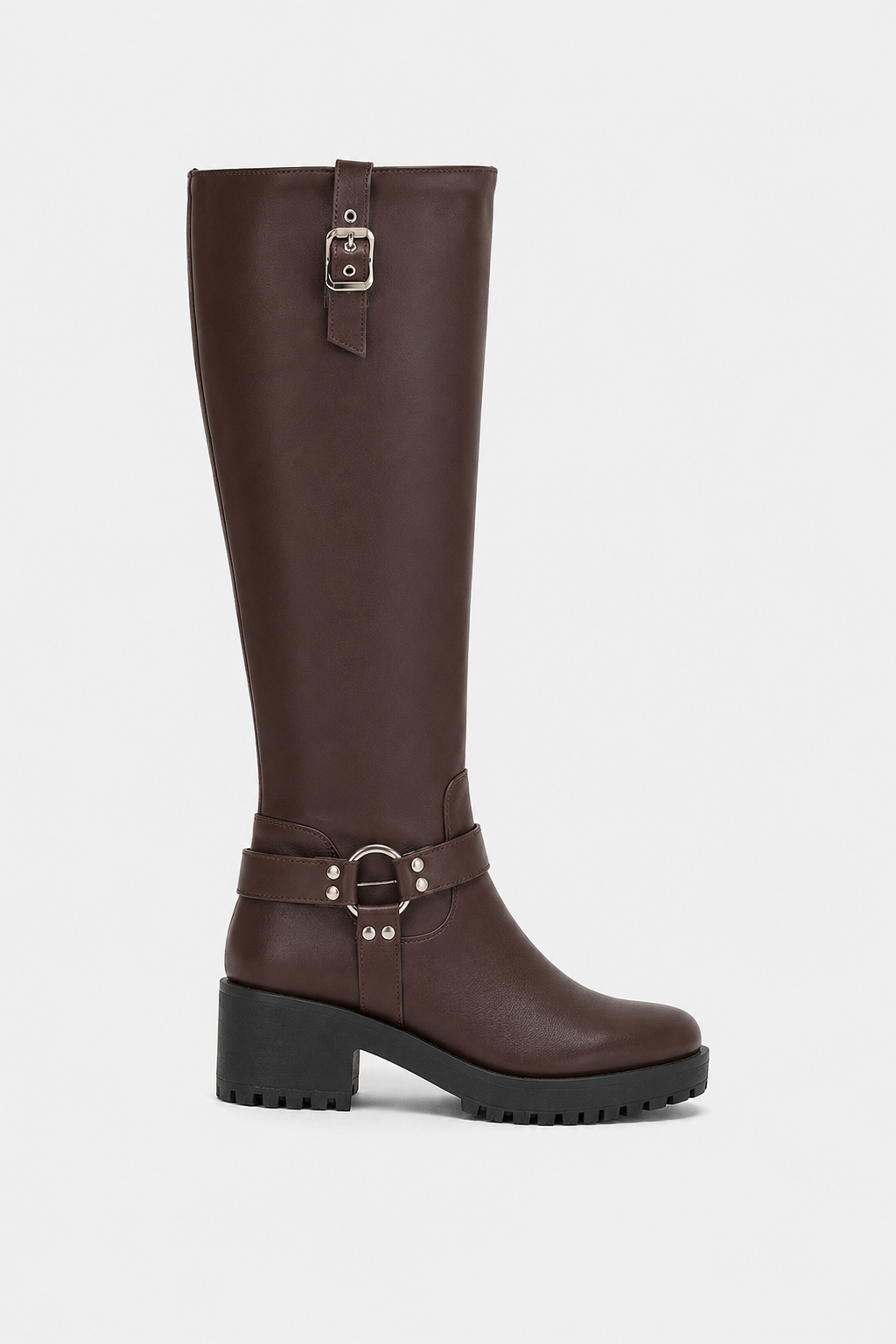 Bottes motardes à boucles et semelle crantée