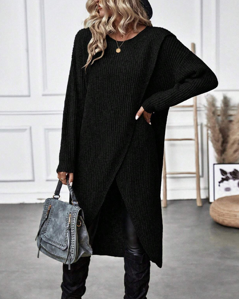 Elowen — Robe pull à devant croisé asymétrique — Amielle Paris