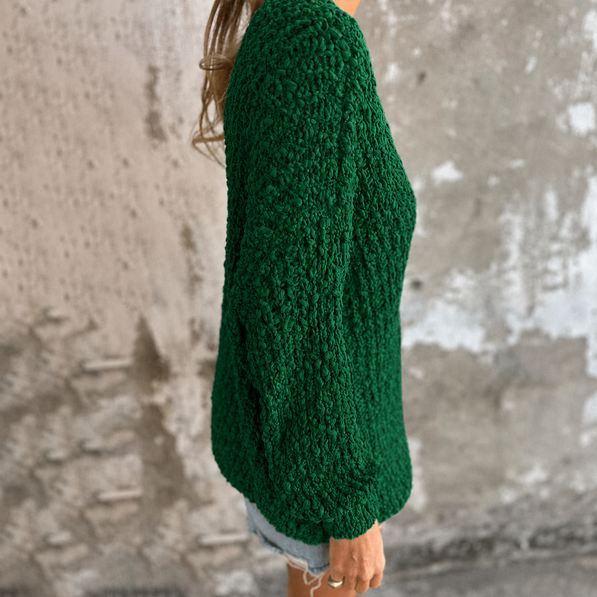 Luna — Pull ample texturé à col en V — Amielle Paris