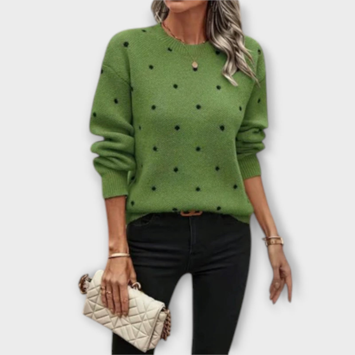 Ava | Pull beige à pois