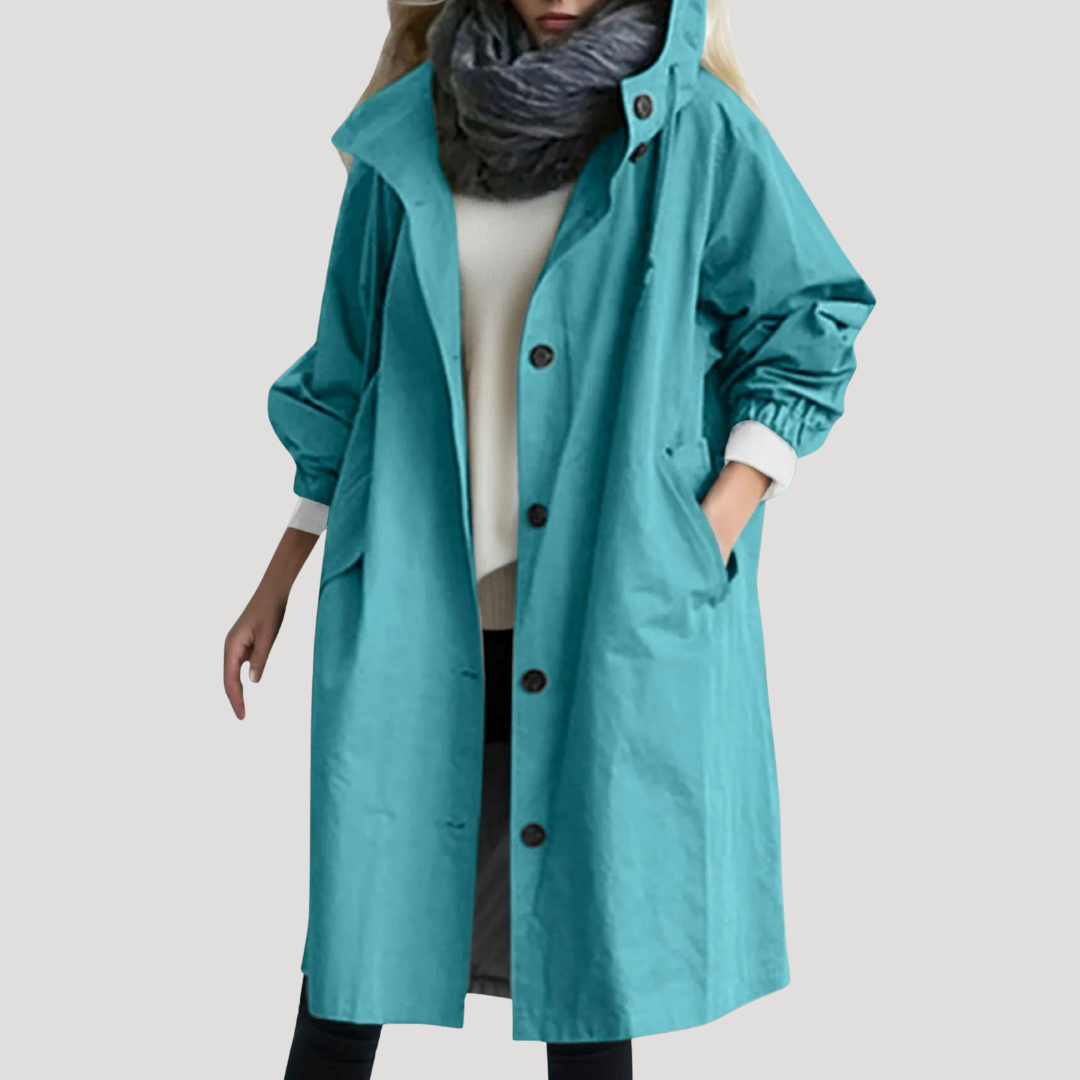 Parka longue à capuche et devant boutonné — Amielle Paris