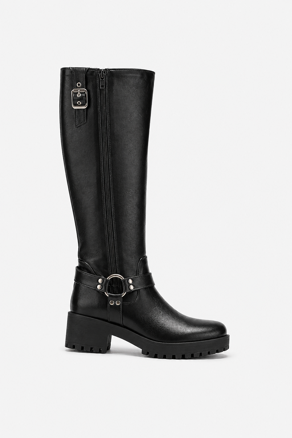 Bottes motardes à boucles et semelle crantée