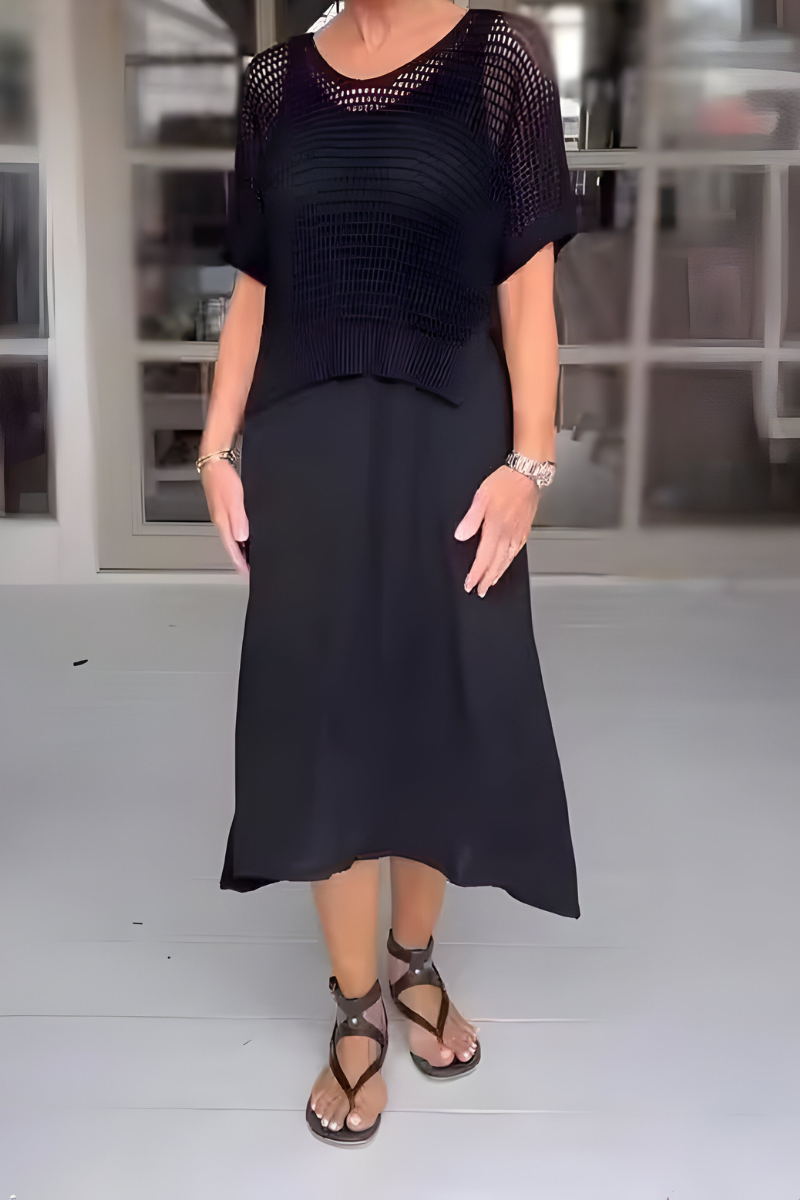Isla — Robe à haut en maille et jupe fluide — Amielle Paris