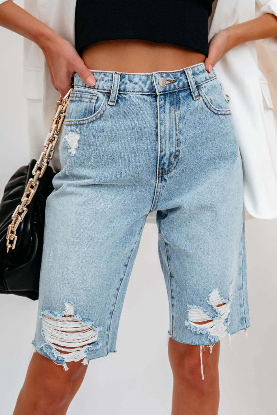 Bermuda en jean déchiré — Mélina — Amielle Paris