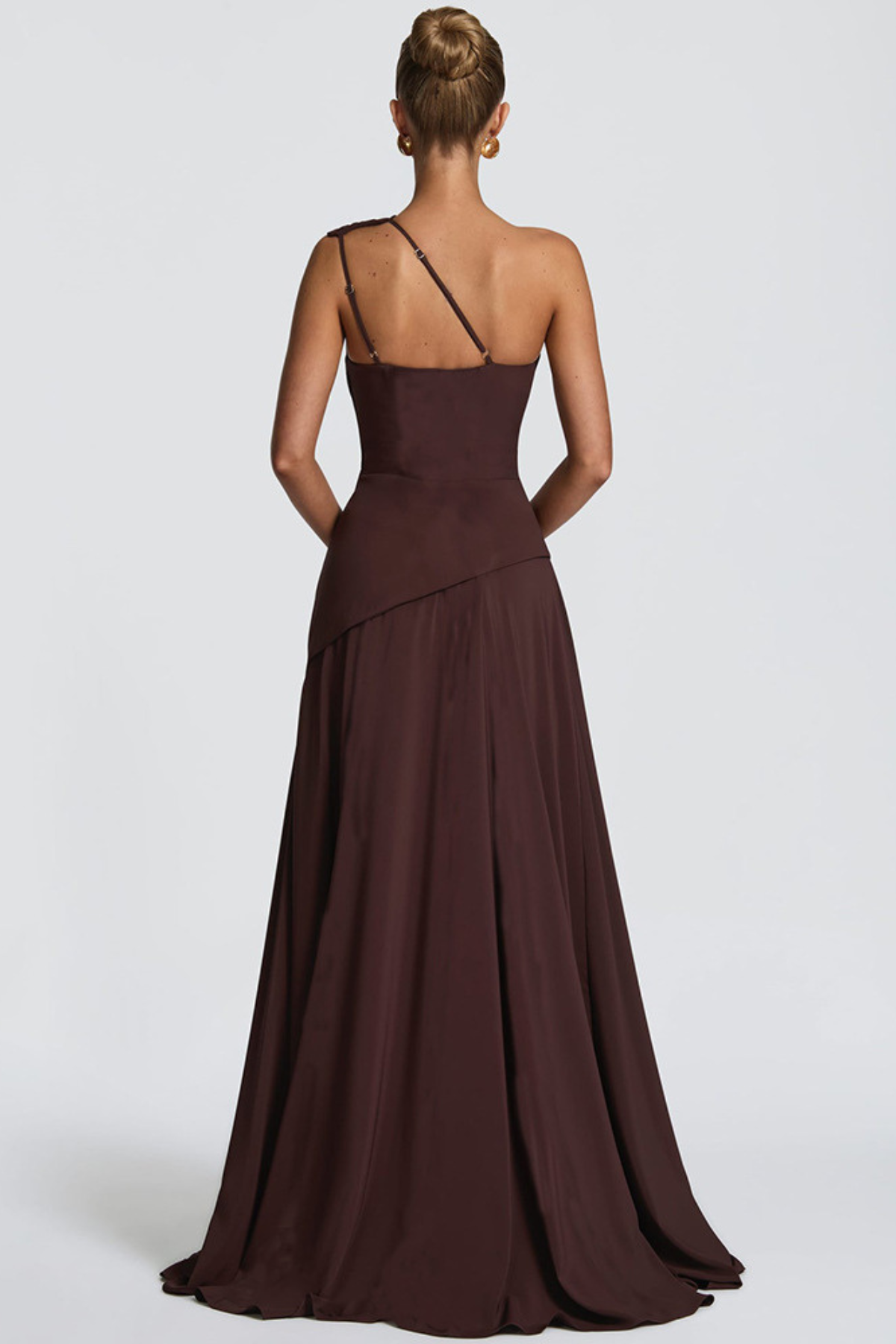 Robe longue drapée une épaule — Alessandra — Amielle Paris