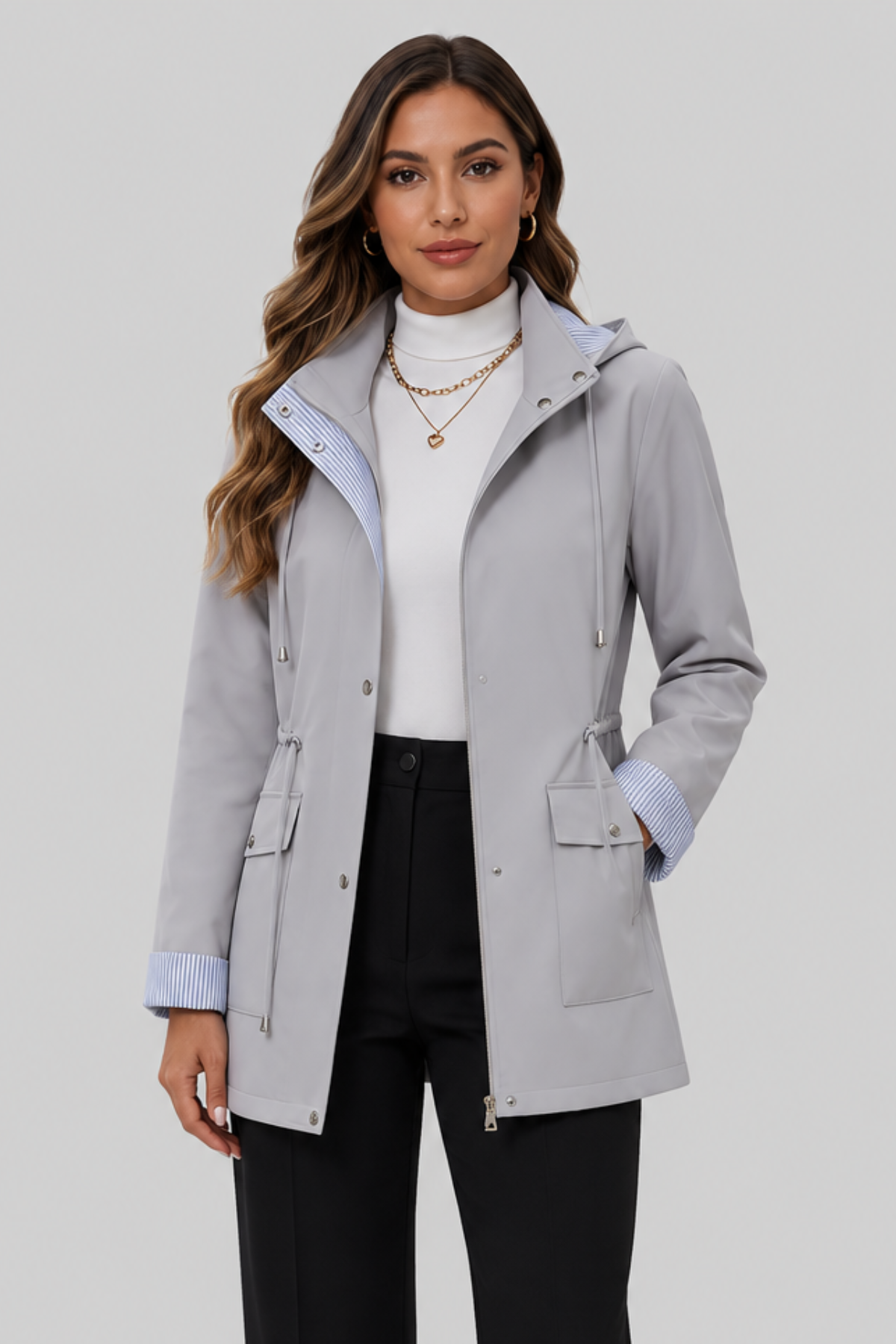 Elina — Parka mi-longue à taille ajustable — Amielle Paris