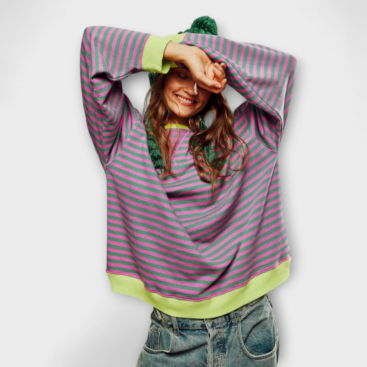 Marlene | Pull oversize rayé bleu et blanc