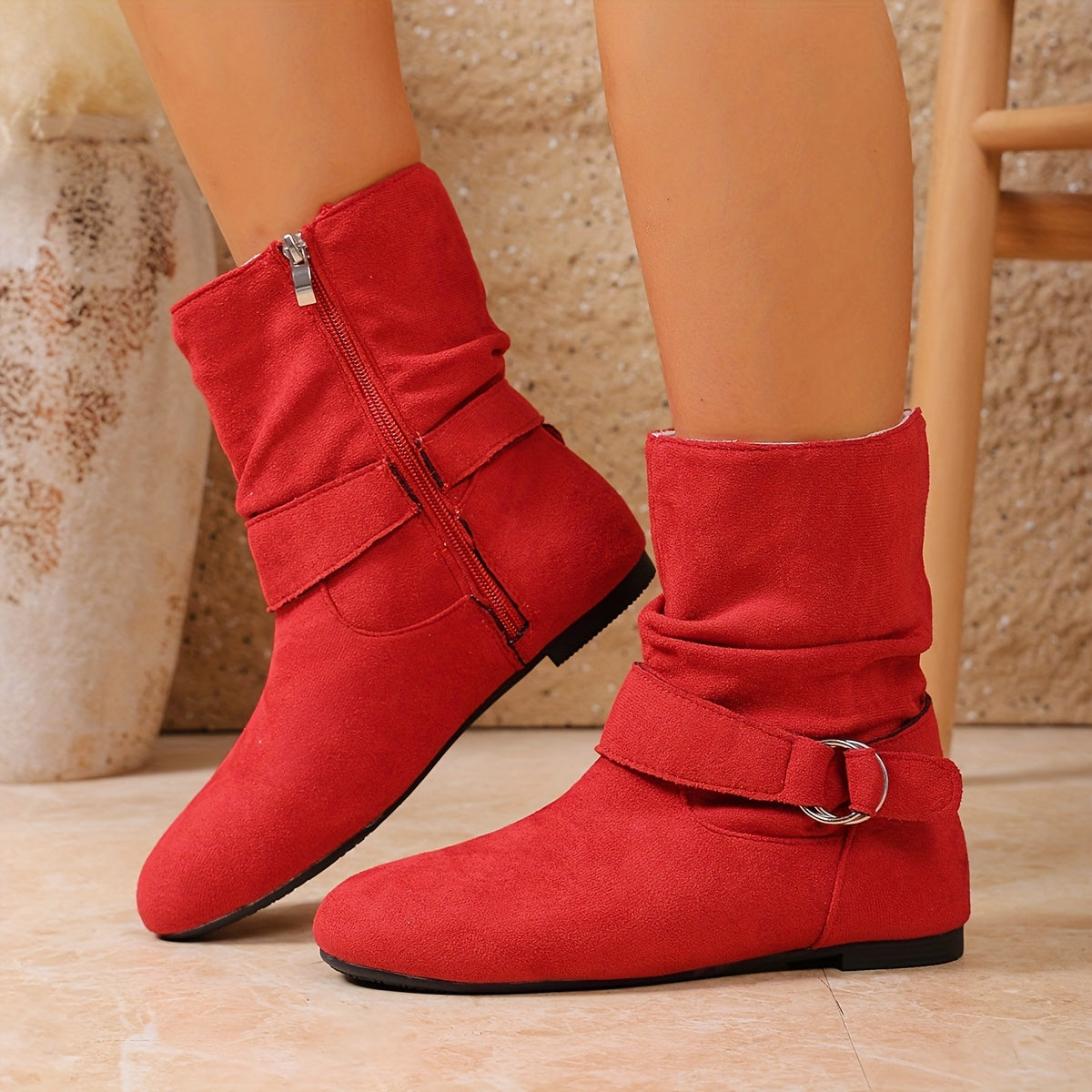 Helena | Bottines plissées à boucle — Amielle Paris