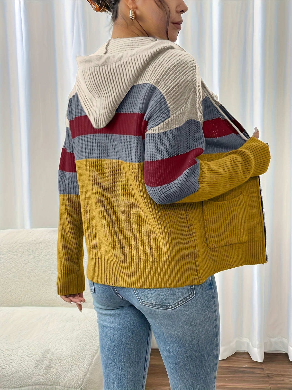 Harriet | Gilet côtelé zippé à capuche — Amielle Paris
