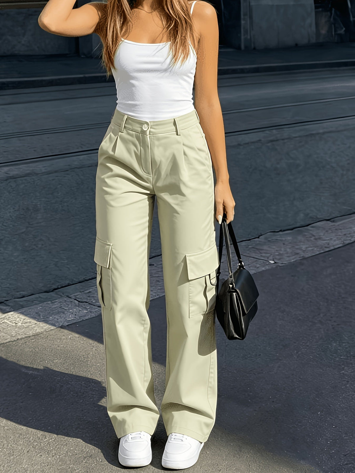 Sabine | Pantalon cargo large à taille haute — Amielle Paris