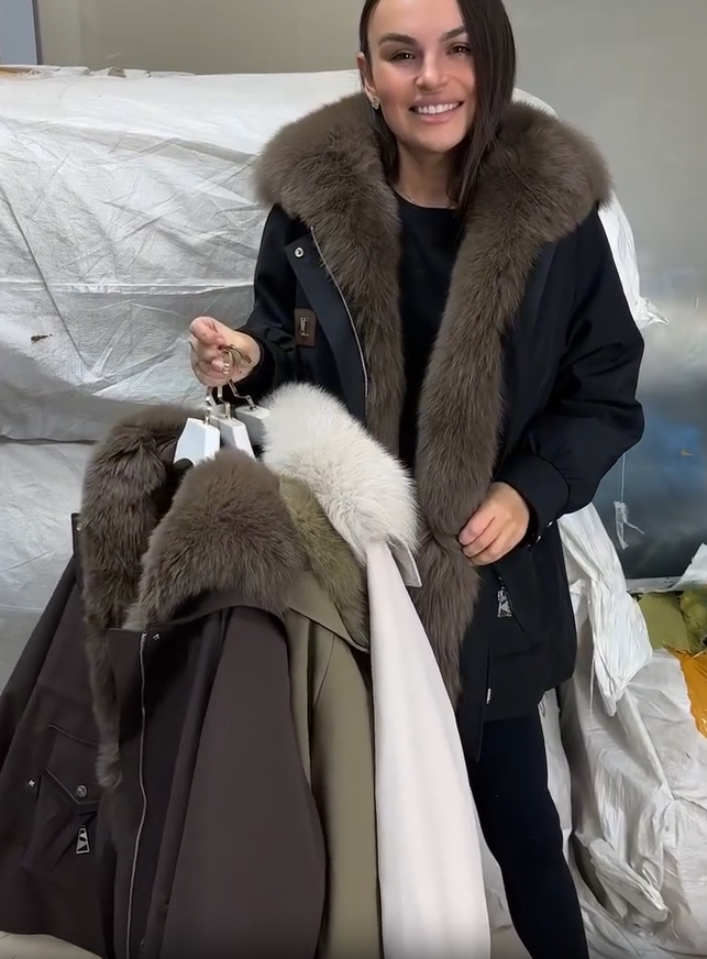 Mirella — Veste matelassée à col duveteux — Amielle Paris