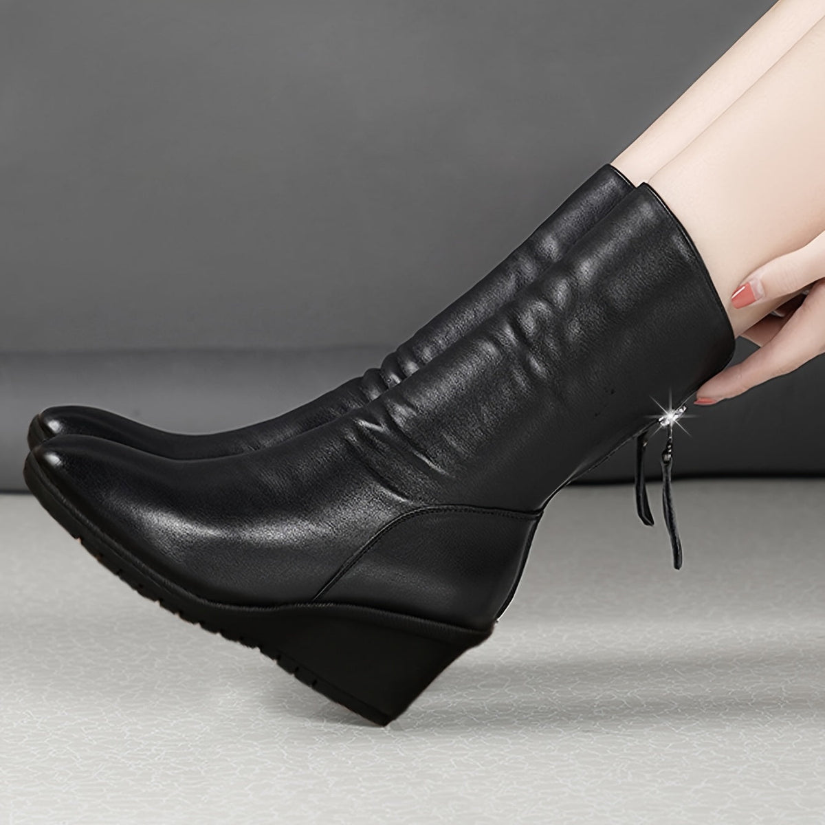 Bottes compensées à zip latéral — Amielle Paris