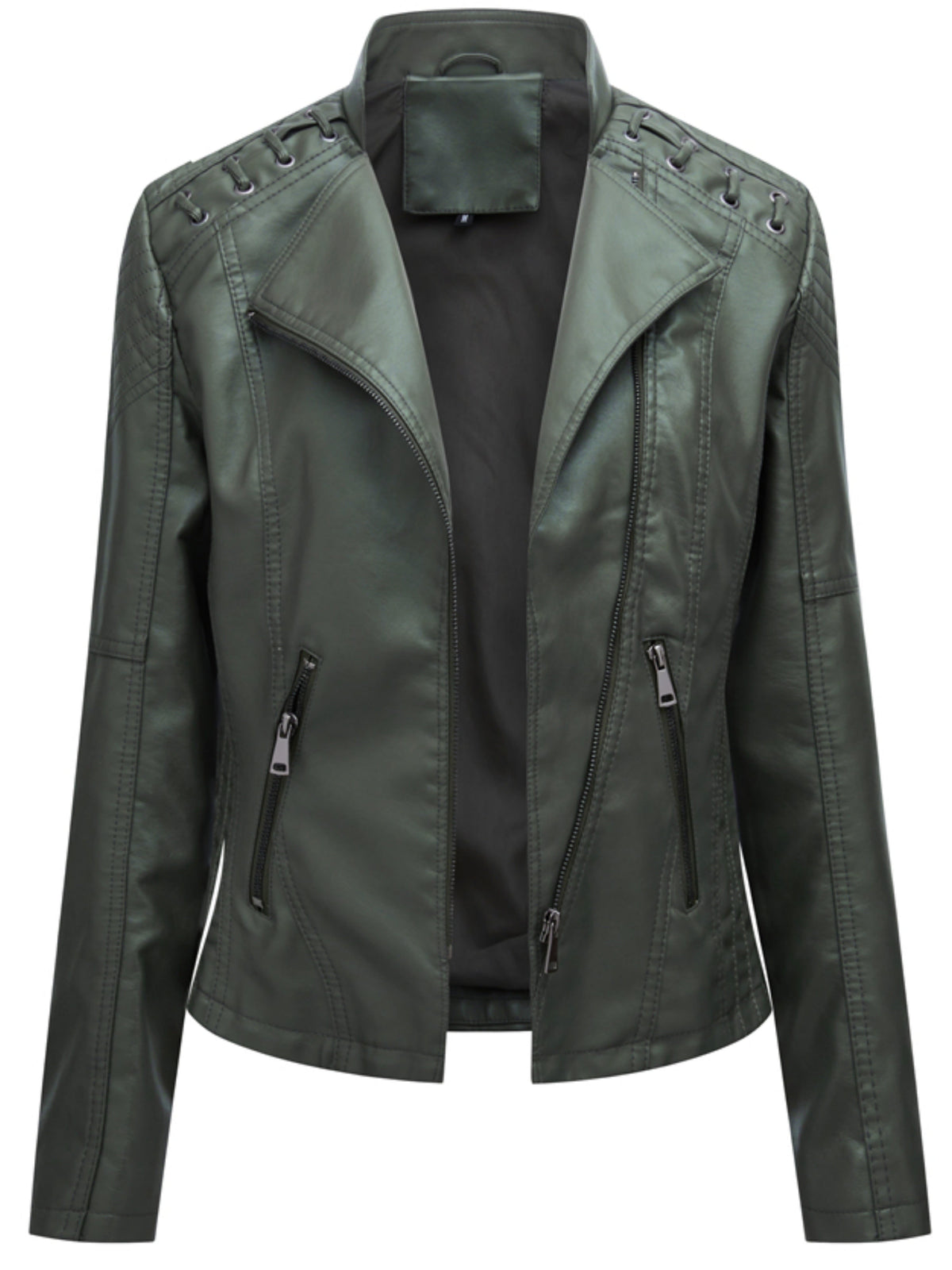 Nadia | Veste verte à détails zippés — Amielle Paris