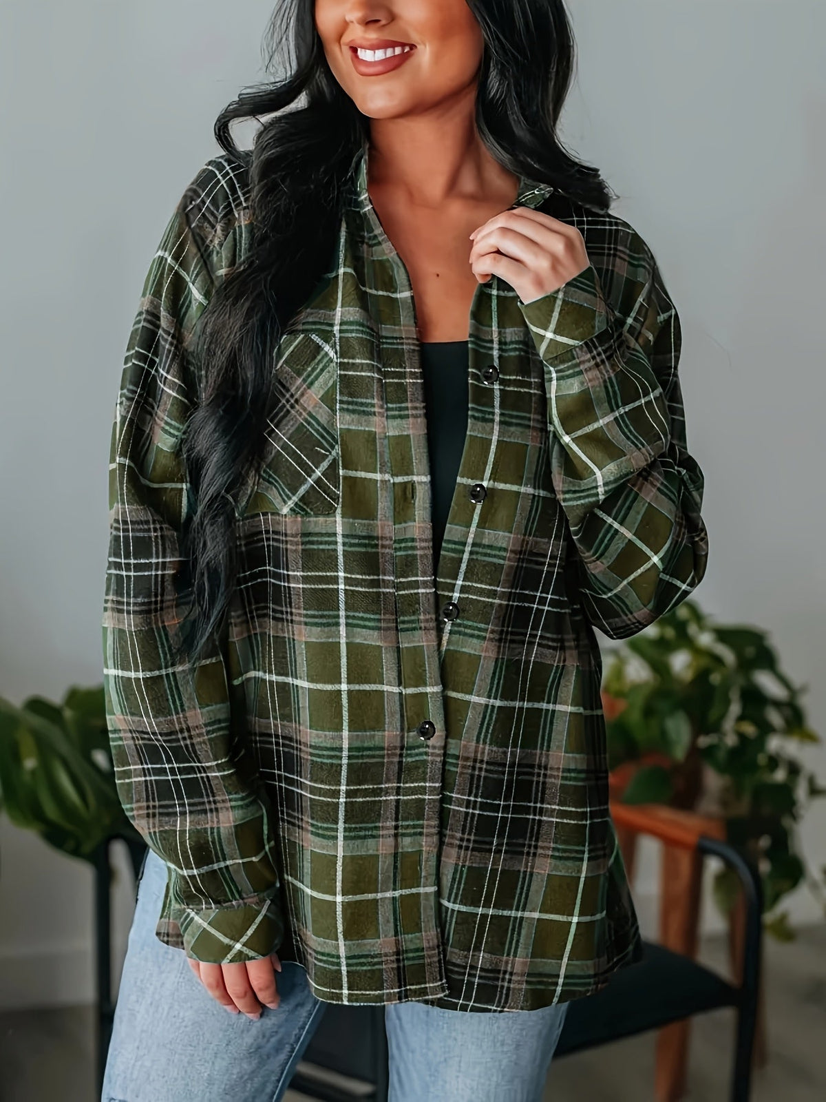 Chemise ample en flanelle à carreaux — Amielle Paris