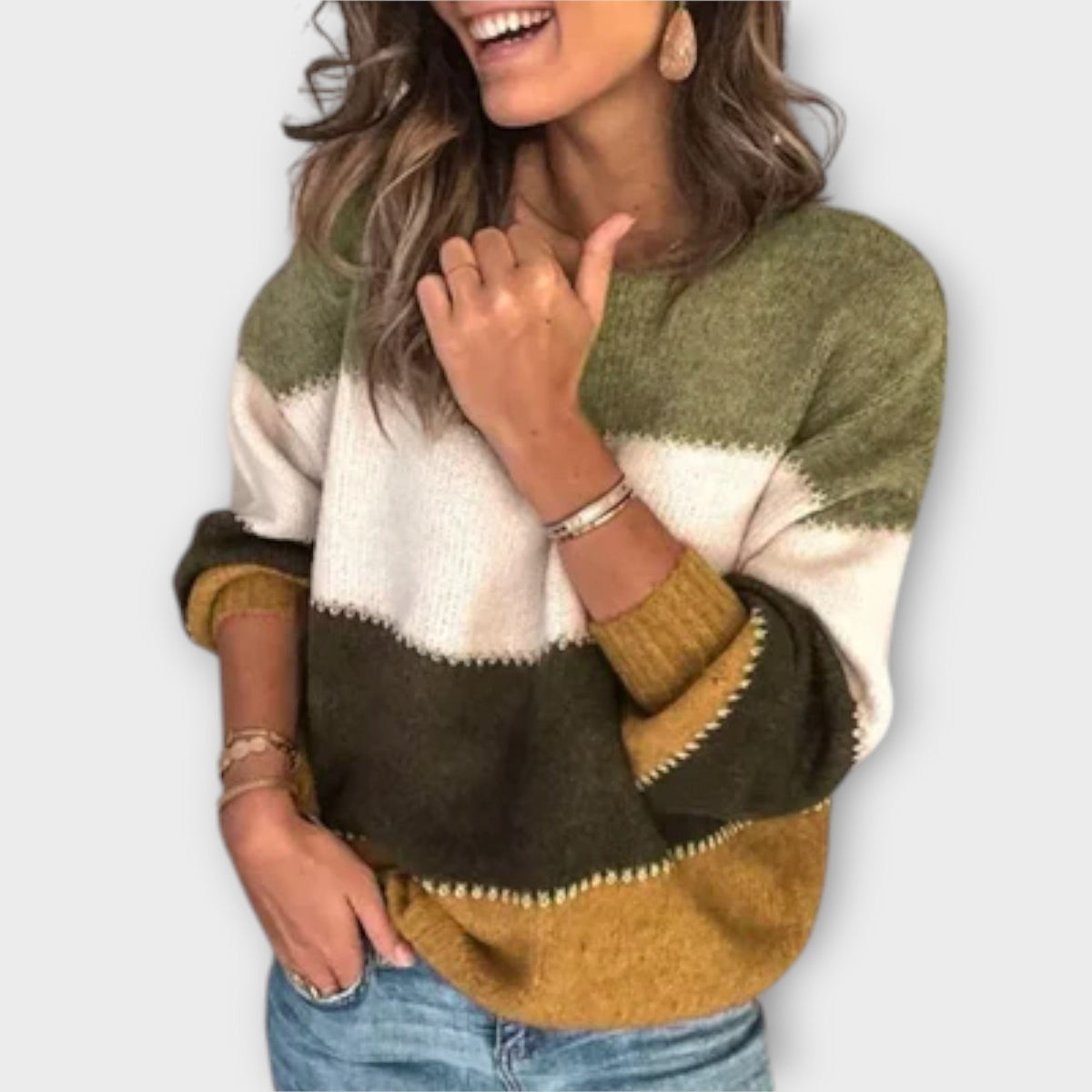 Elisa | Pull olive color block