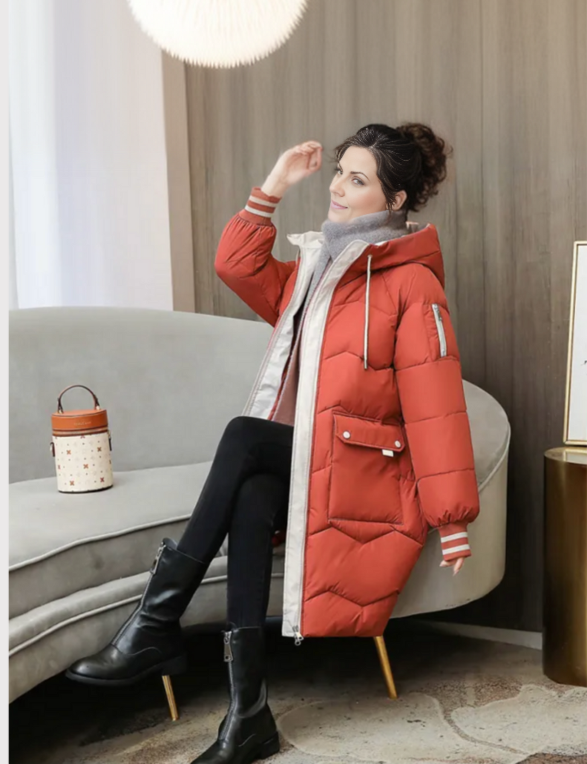 Hannah — Veste longue d’hiver à capuche — Amielle Paris