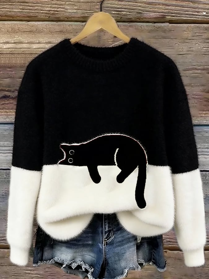 Hélène | Sweat oversize à motif chat