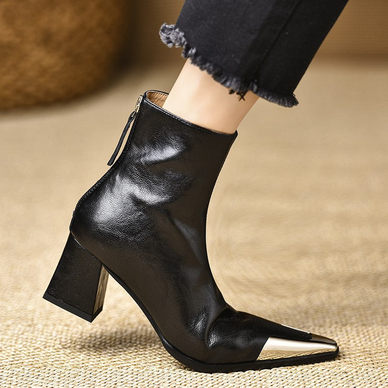 Ondine | Bottines à bout métallique et talon bloc — Amielle Paris