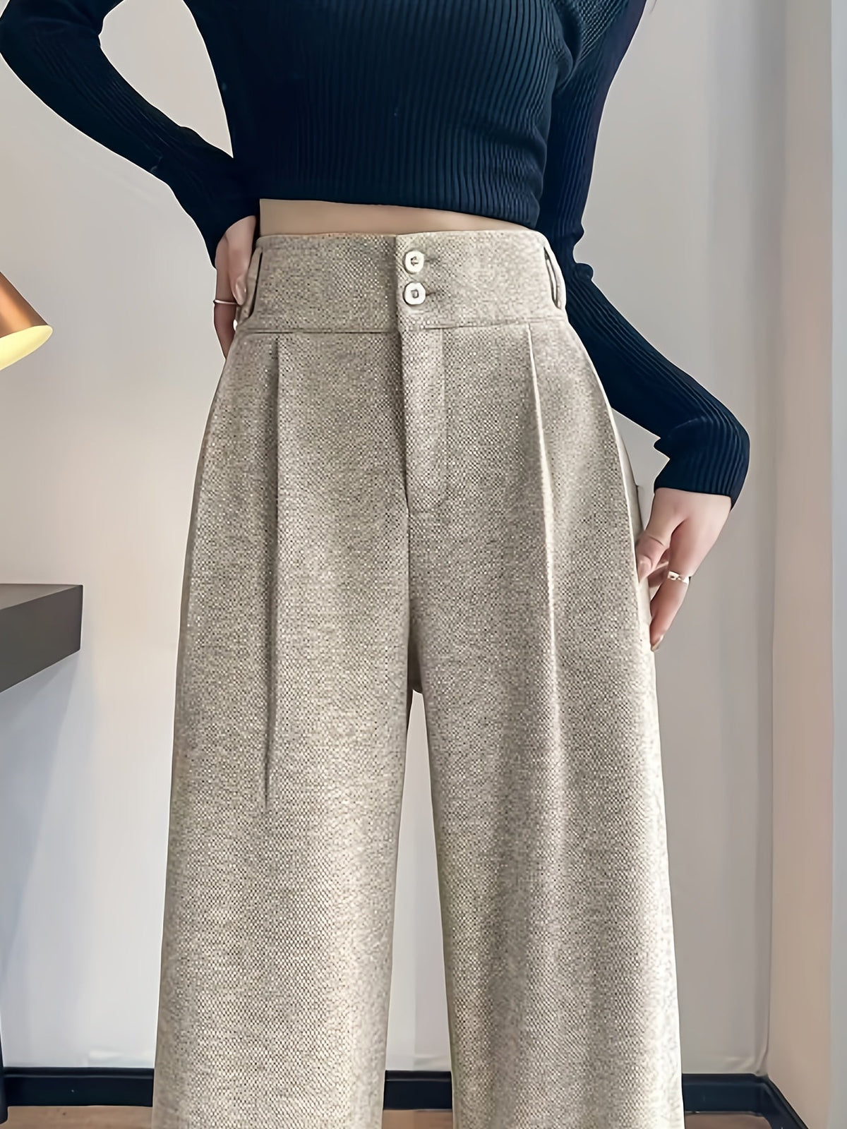 Pantalon large à chevrons et taille haute — Amielle Paris