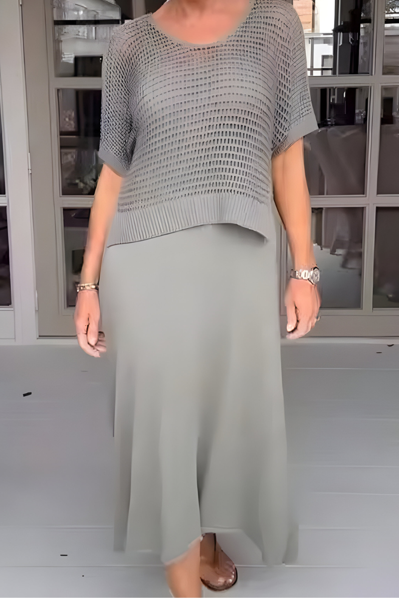 Isla — Robe à haut en maille et jupe fluide — Amielle Paris