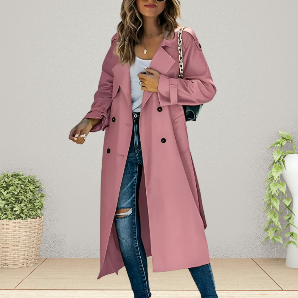 Diana — Trench long croisé à ceinture nouée — Amielle Paris