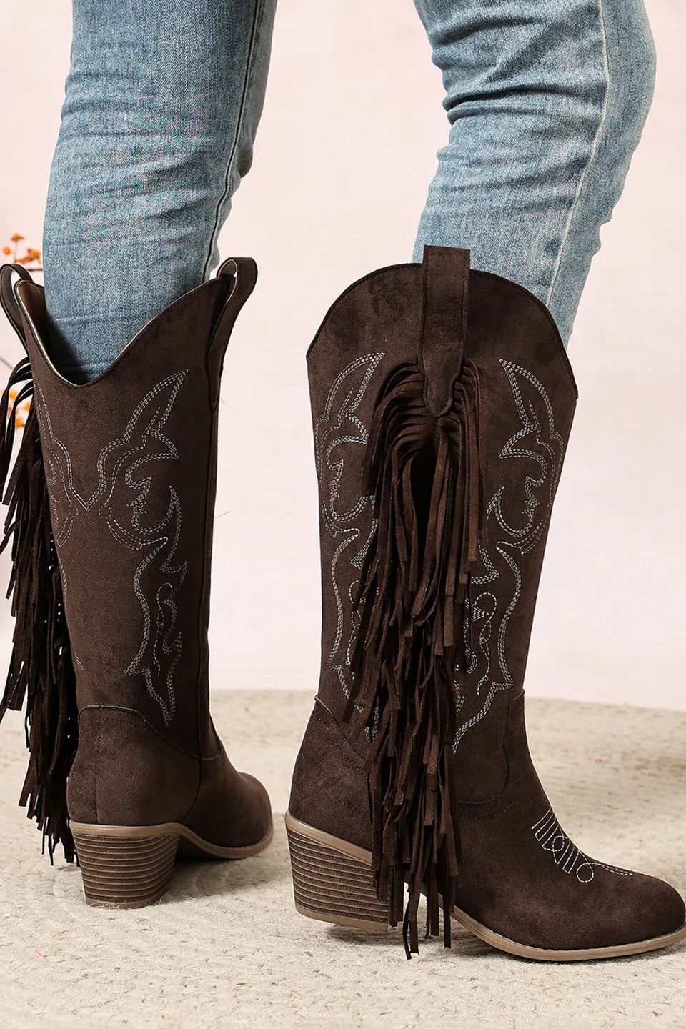 Bottes western brodées à franges Malvina — Amielle Paris