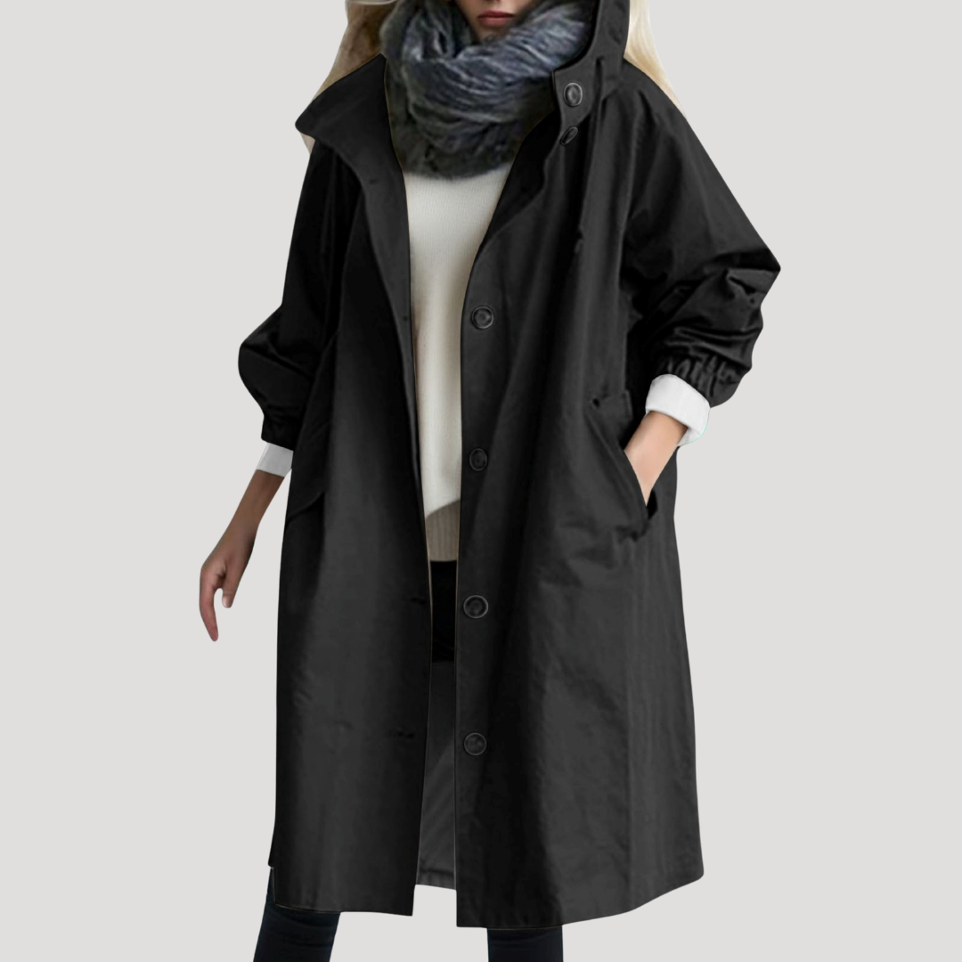 Parka longue à capuche et devant boutonné — Amielle Paris