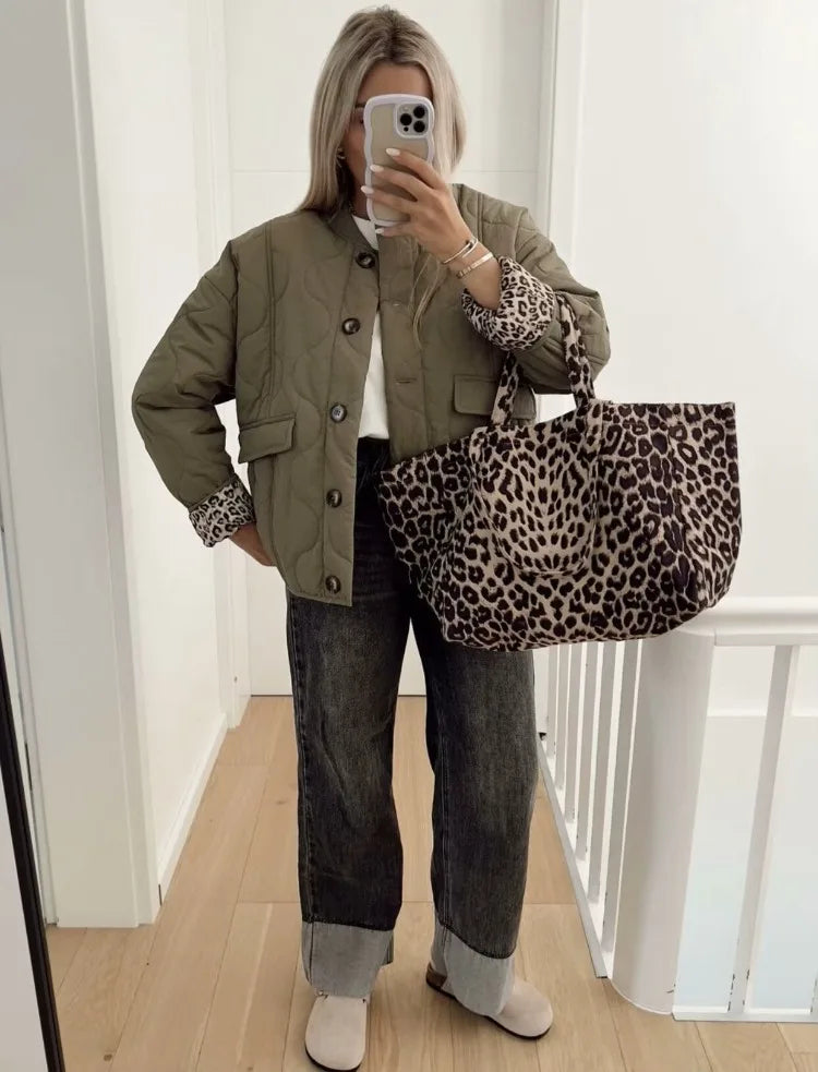 Chloe — Veste matelassée à doublure léopard — Amielle Paris