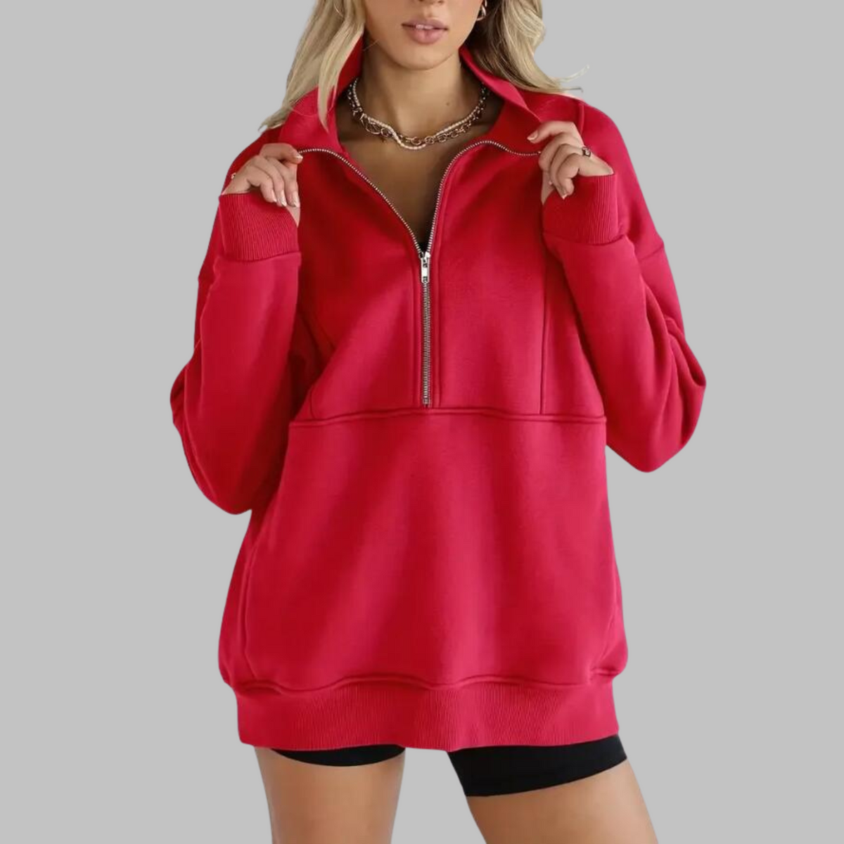 Sweat ample à col demi-zippé — Amielle Paris