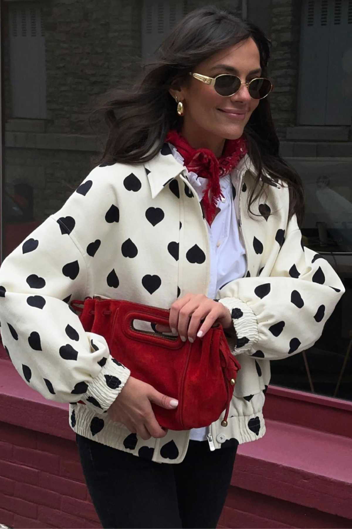 Juliette — Bomber ample à imprimé cœurs — Amielle Paris