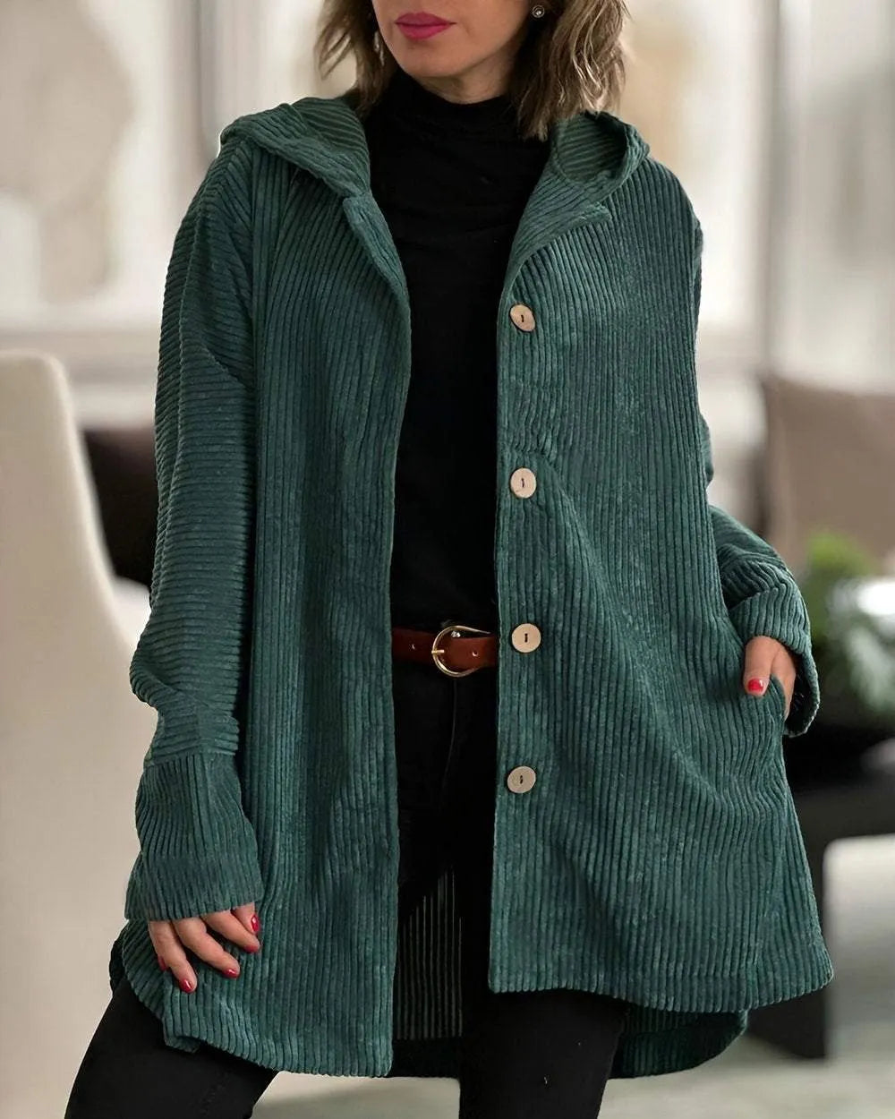 Leonie — Veste en velours côtelé à capuche — Amielle Paris