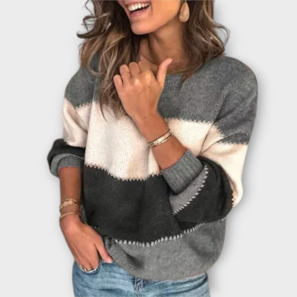 Elisa | Pull olive color block