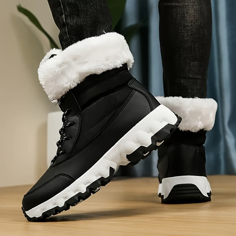 Bottines d'hiver à lacets et col en fausse fourrure — Amielle Paris