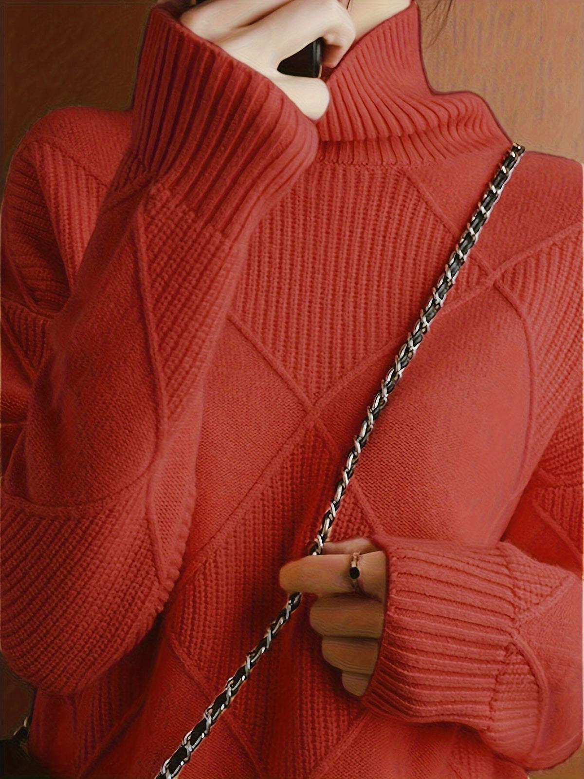 Pull à col roulé et maille à losanges — Amielle Paris