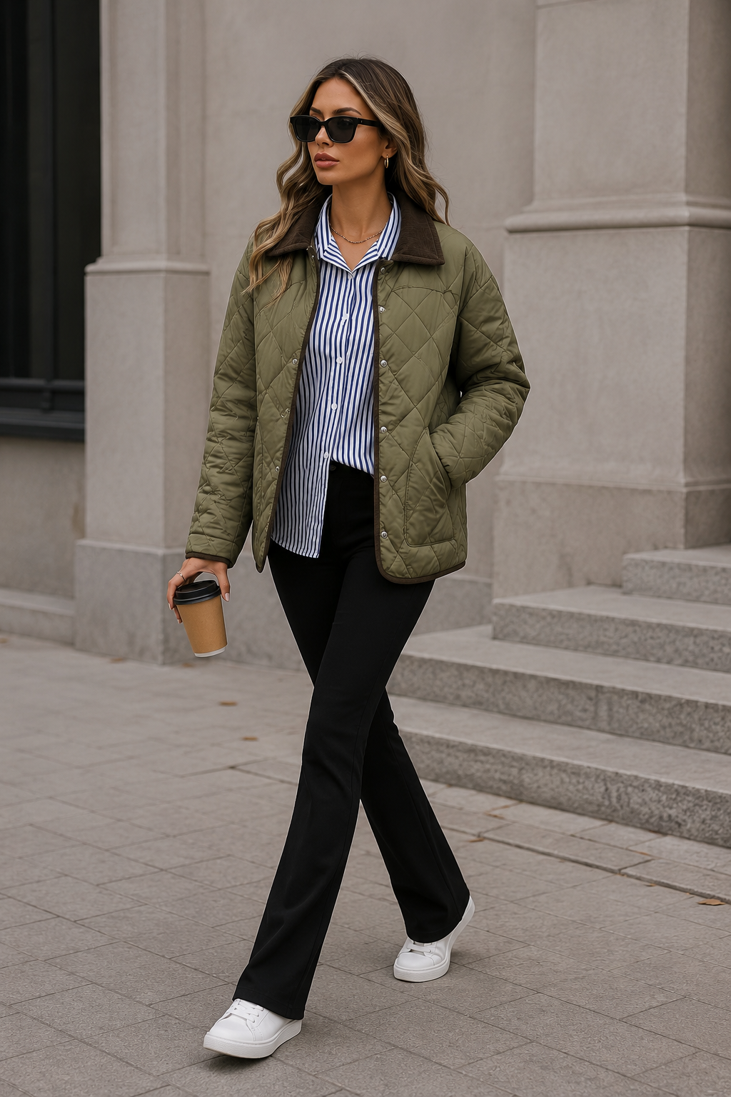 Quincy — Veste matelassée à bordures contrastantes — Amielle Paris
