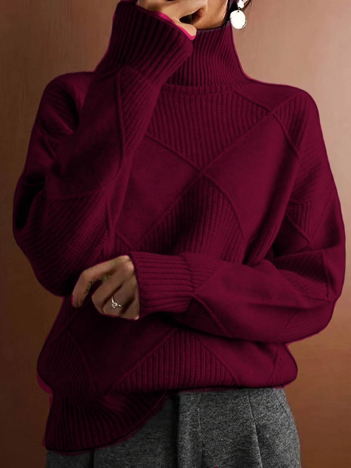 Pull à col roulé et maille à losanges — Amielle Paris