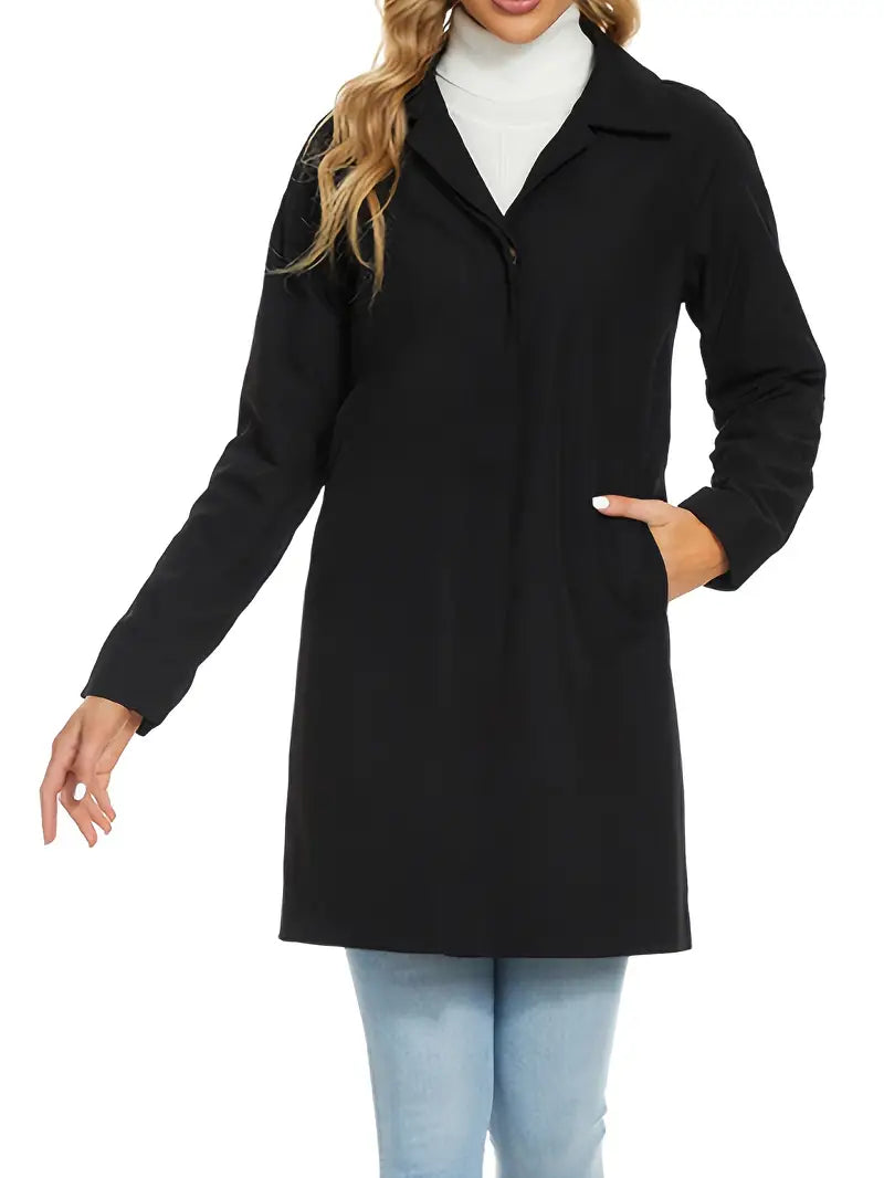 Trench long boutonné à col chemise — Amielle Paris