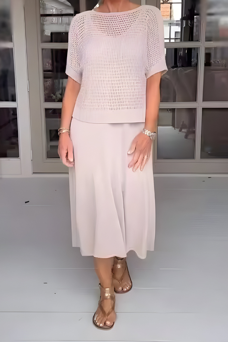 Isla — Robe à haut en maille et jupe fluide — Amielle Paris