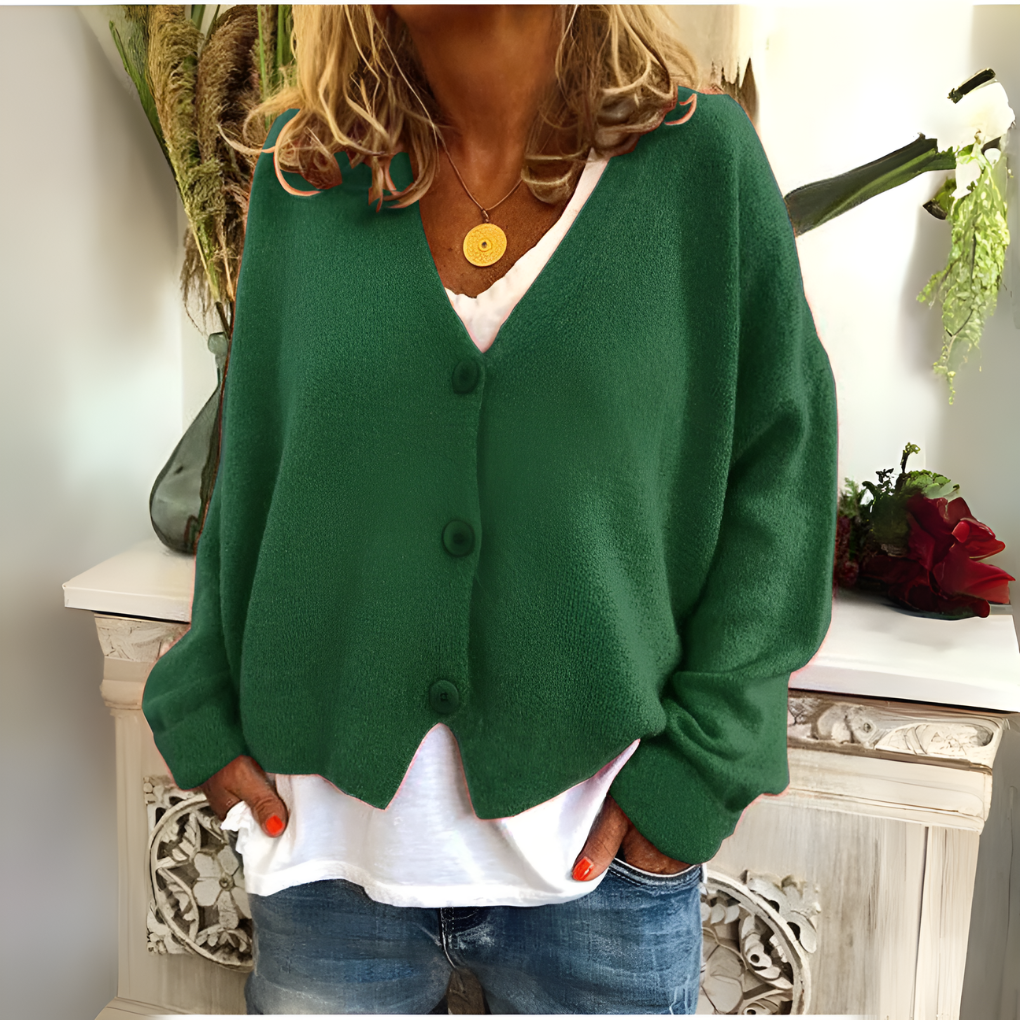 Claire — Cardigan boutonné à col V — Amielle Paris