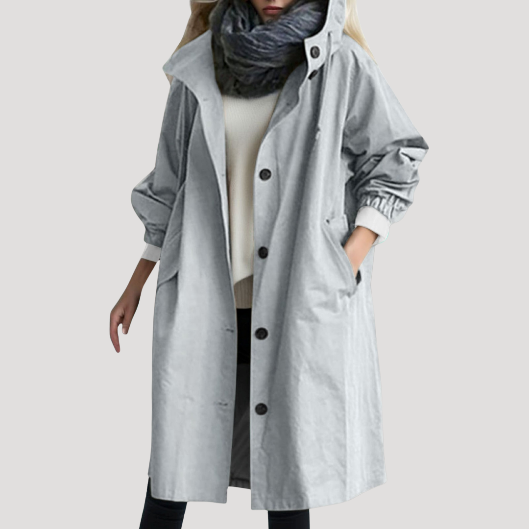 Parka longue à capuche et devant boutonné — Amielle Paris