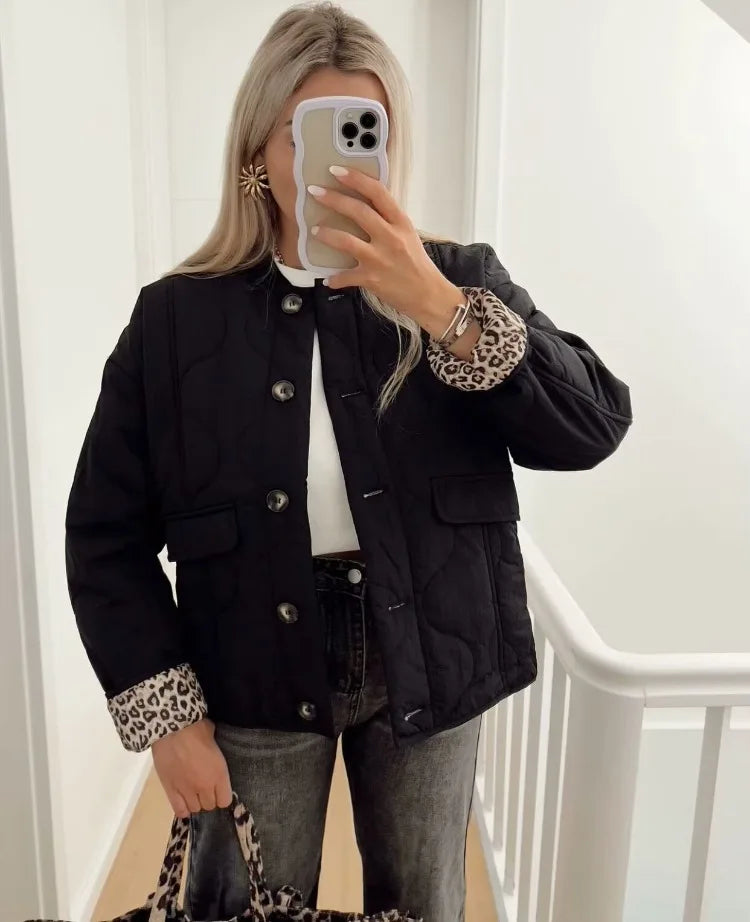 Chloe — Veste matelassée à doublure léopard — Amielle Paris