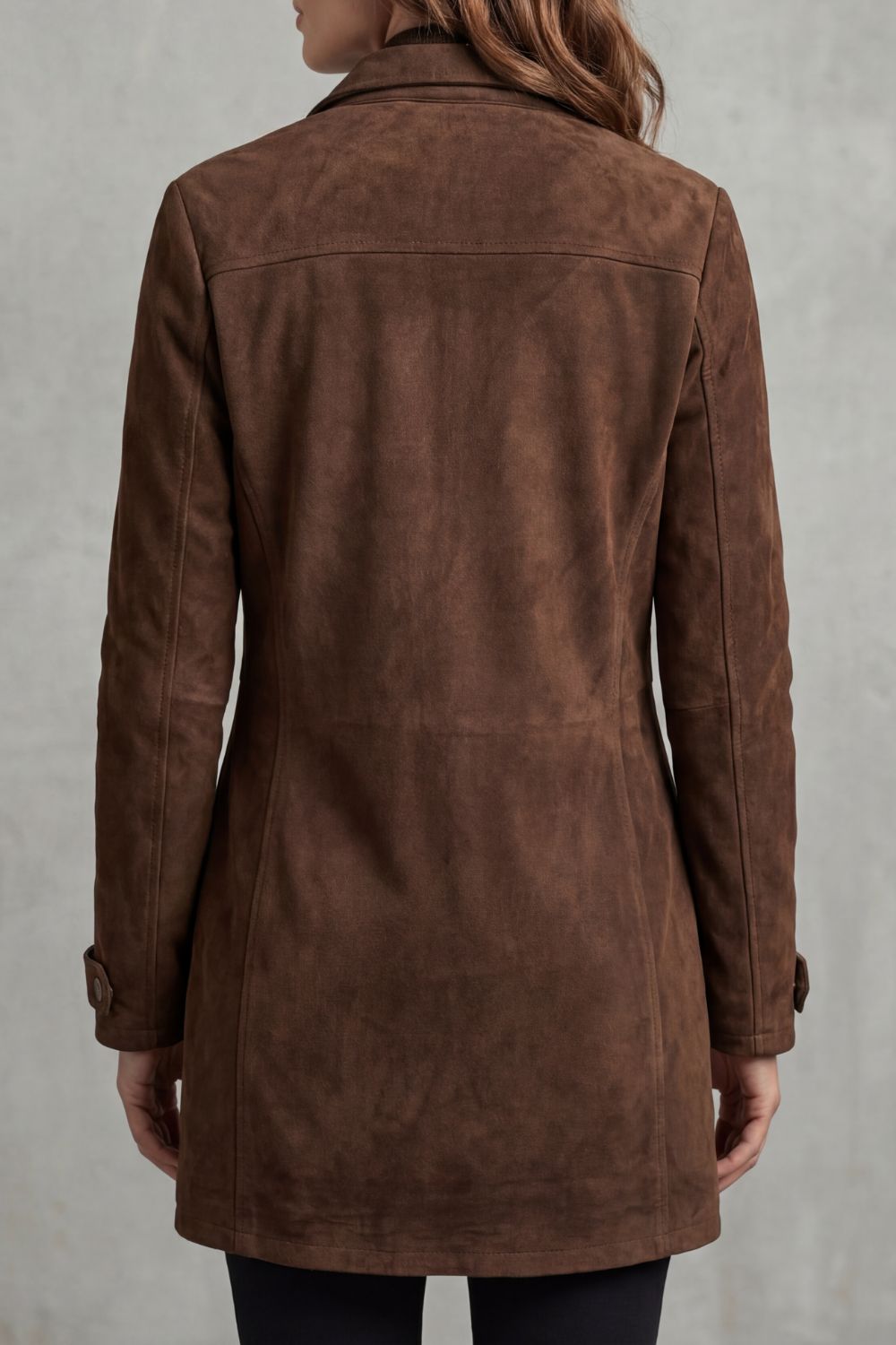 Veste longue aspect daim à poches poitrine — Amielle Paris